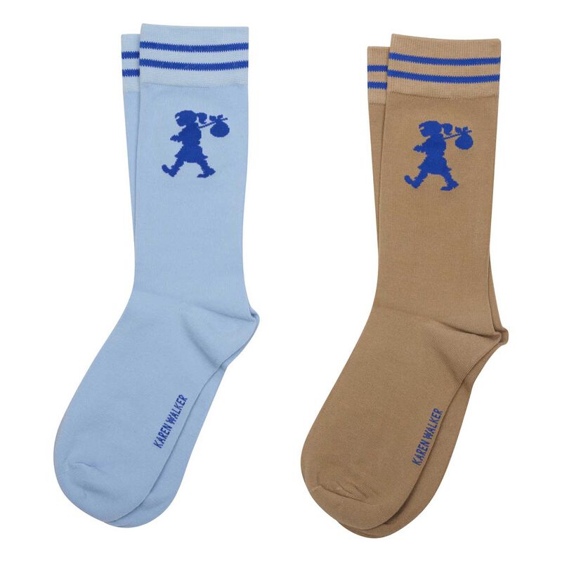 Karen Walker Runaway Girl Socks - 2 Pack Sky Blue Sesame image number 0